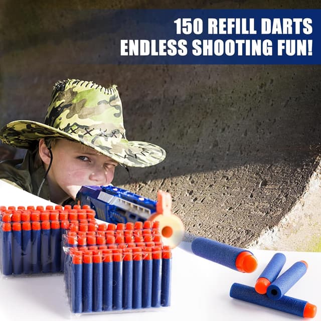 Detalle de Mlikero 150 Foam Darts (7,2 x 1,2 cm) – Nachfüllpack für Nerf Gun/N-Strike Elite Blaster