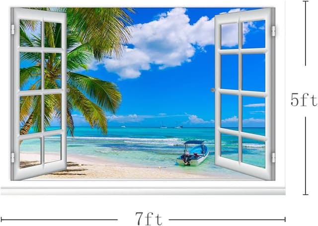 Thumbnail 2 de MEHOFOND Seascape Window Backdrop 7x5ft 🖼