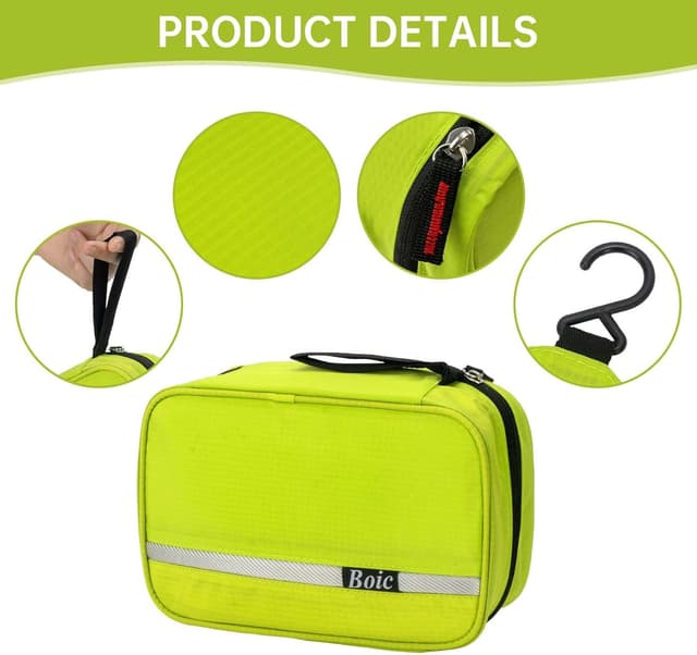 Detalle de Boic Kulturbeutel zum Aufhängen mit 4 Fächern (Oxford-Polyester), Reise-Kulturtasche in Cyan