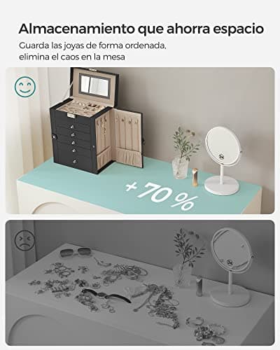 Thumbnail 8 de SONGMICS JBC152B01 caja joyero de 6 niveles con espejo y cerradura (negro)