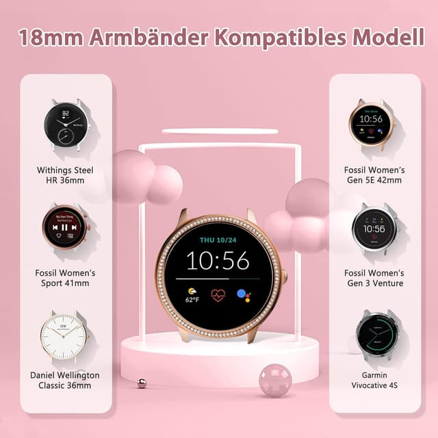 Detalle 2 de SHIJZWD Uhrenarmband mit Schnellverschluss 18 mm