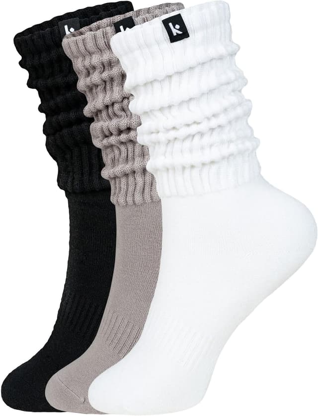Detalle 2 de Kamo Fitness Cozy 3-Pair Pack Scrunch Long Crew Socks for Women (Size 5-9)