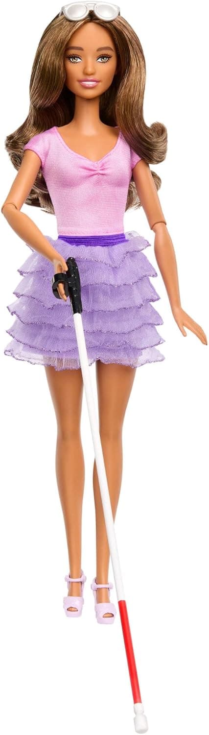 Thumbnail 6 de Barbie Fashionistas Doll #234 (HYT92) with Brown Hair in Purple Sequined Bubble Dress