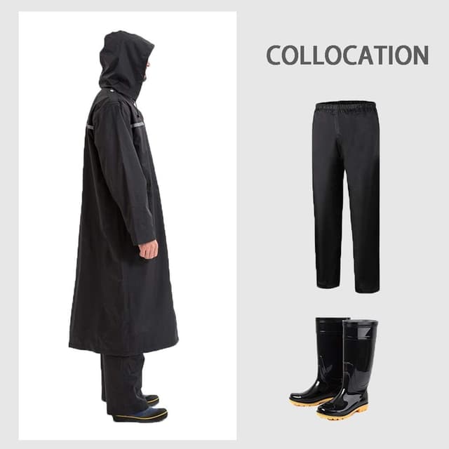 Thumbnail 6 de Pahajim Waterproof Adult Long Raincoat Poncho with Reflective Tape, Adjustable Hood (XL–4XL)