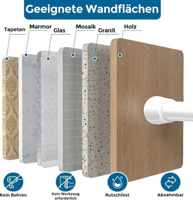 Thumbnail 4 de AIZESI Gardinenstange ohne Bohren 70–120 cm