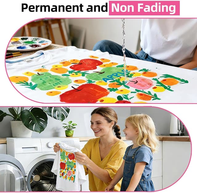 Detalle 1 de Colorful 12-Colour Fabric Paint Set for Clothes, Shoes & Canvas (Permanent, Non-Toxic)