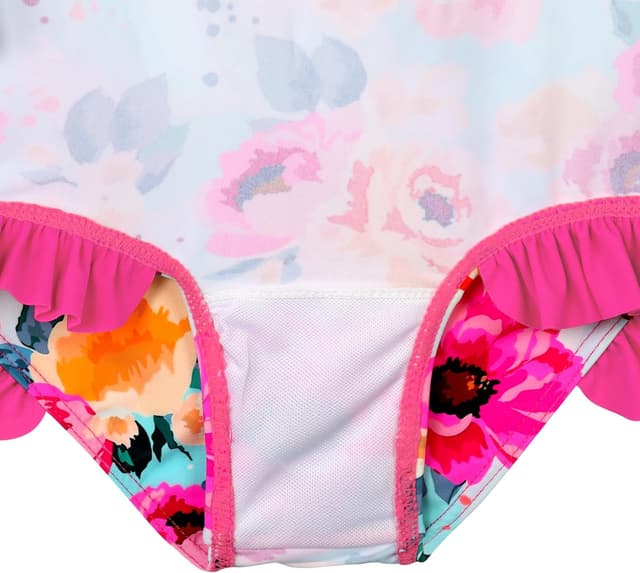 Detalle de XFGIRLS Kinder Badeanzug Mädchen mit langem Arm UPF50+ – schnell trocknend, niedliches Druckdesign (6 Monate bis 6 Jahre)