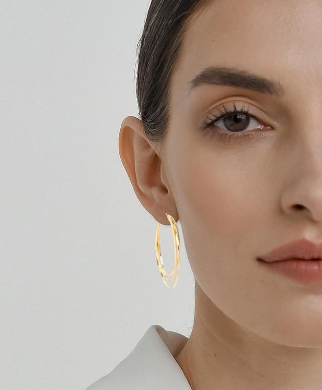 Detalle 1 de Dzpuhuojz boucles d’oreilles triple créole