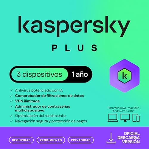 Detalle de Kaspersky Plus Security 2026 3 Dispositivos 🛡