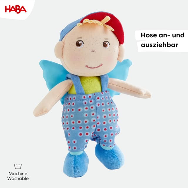 Detalle de HABA Schutzengel Frido Kuschelige Stoffpuppe (20 cm) – waschbar bei 30 °C, ab 0+ Monaten