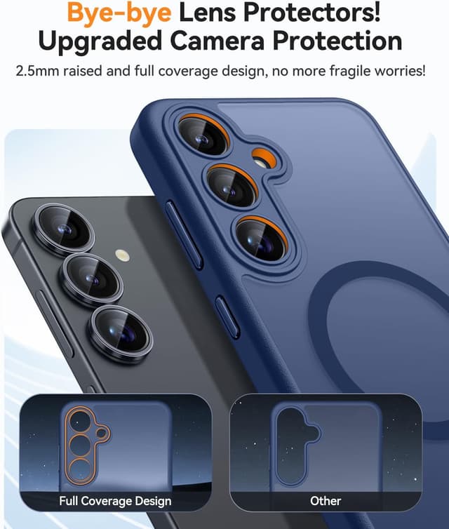 Detalle de CANSHN Hülle für Samsung Galaxy S25 Plus mit Kameraschutz & MagSafe-Funktion (transluzent matt, dunkelblau)