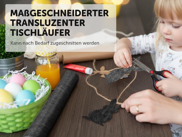 Detalle 2 de aboveBED Vlies Tischläufer 25 m x 30 cm – Schwarz für Tischdeko bei Kommunion, Hochzeit, Taufe & Co.