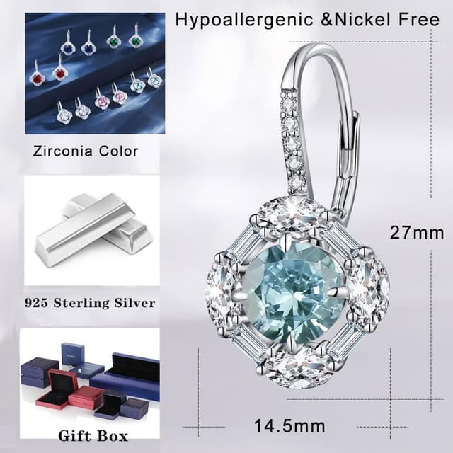 Detalle 2 de jiamiaoi 18 Karat Weißgold plattiert Ohrringe Hängend mit Zirkonia (925 Sterling Silber)