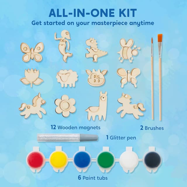 Detalle de JOYIN 12 Wooden Magnet Painting Kit 🎨