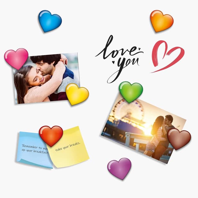 Detalle de MORCART 16 Emoji Herz Magnete – bunte Kühlschrankmagnete für Pinnwand, Whiteboard & Spind