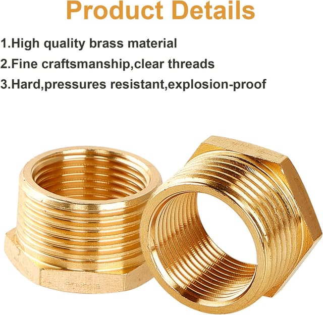 Detalle 2 de 4 Stück Messing Reduzierung 3/4" auf 1/2" – Gewindefitting mit Innen- und Außengewinde