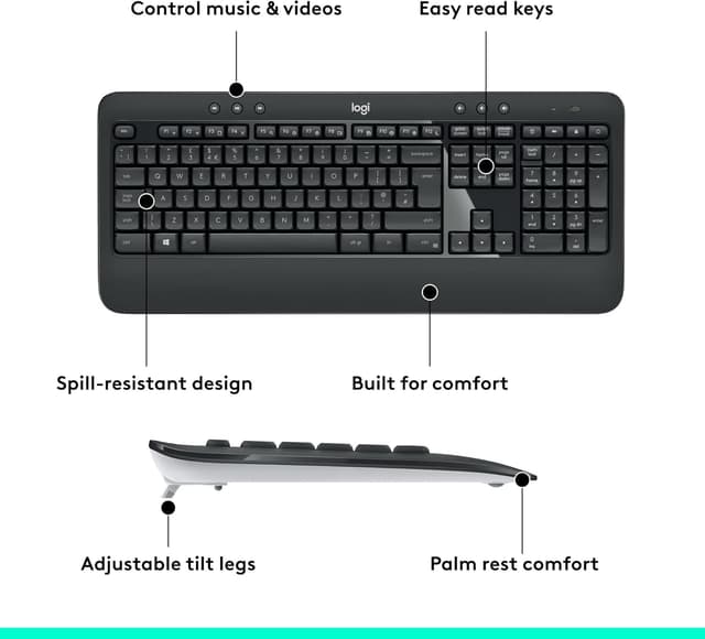 Thumbnail 6 de Logitech MK540 Advanced Wireless Keyboard and Mouse Combo (QWERTY UK) with Unifying receiver