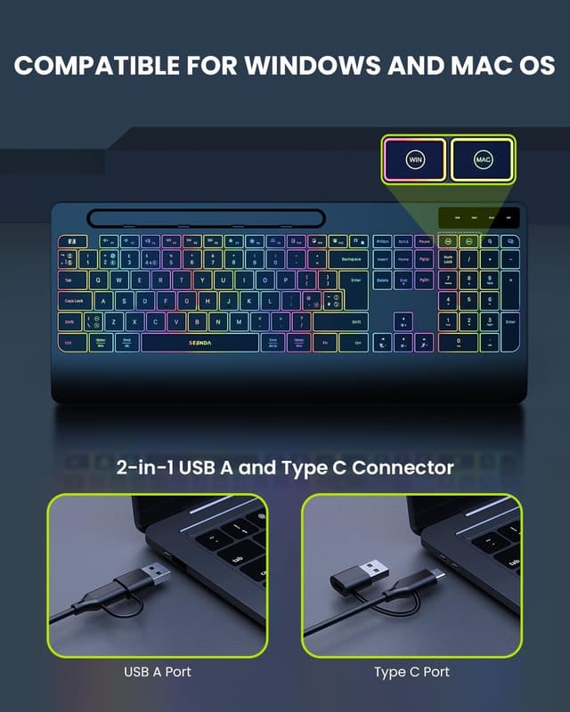 Detalle de Seenda KOE200 wired RGB keyboard for UK