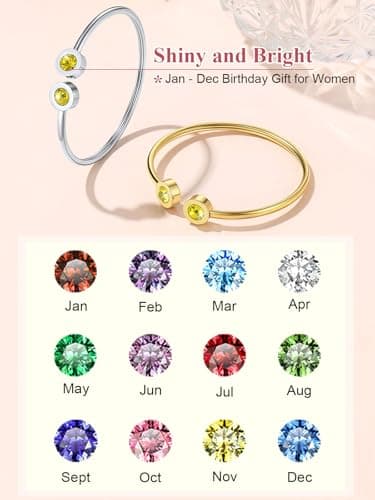 Thumbnail 6 de FOCALOOK pulsera abierta de acero inoxidable 316L con piedra sintética tipo alejandrita lila (junio)