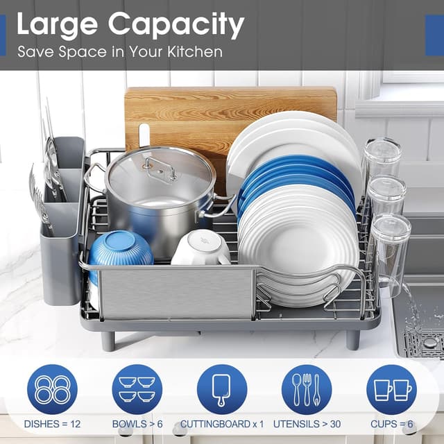 Detalle 2 de Urackify Stainless Steel Dish Drying Rack 304 🍽