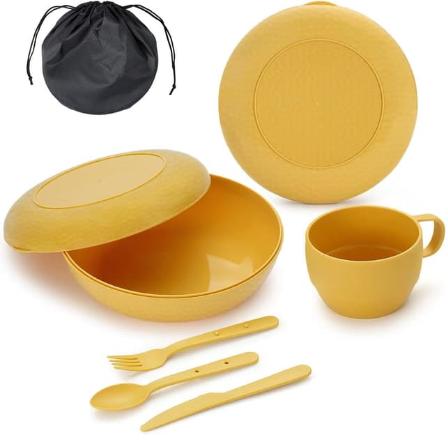Detalle de Berglander Camping Mess Kit with Bowl, Plate, Cup, Cutlery & Carry Bag