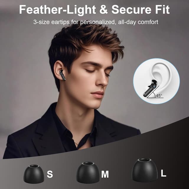 Thumbnail 6 de buwy Bluetooth Kopfhörer mit Touch-LED-Display, ANC+ENC und IP7 Schutz (40 Std., Schwarz)