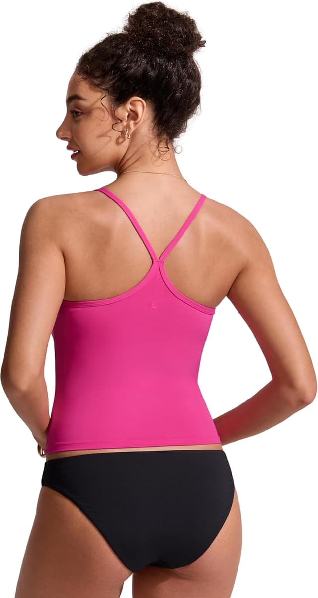 Detalle 2 de CRZ YOGA haut de bikini tankini femme à bretelles spaghetti et dos racerback, rembourré et à armatures amovibles
