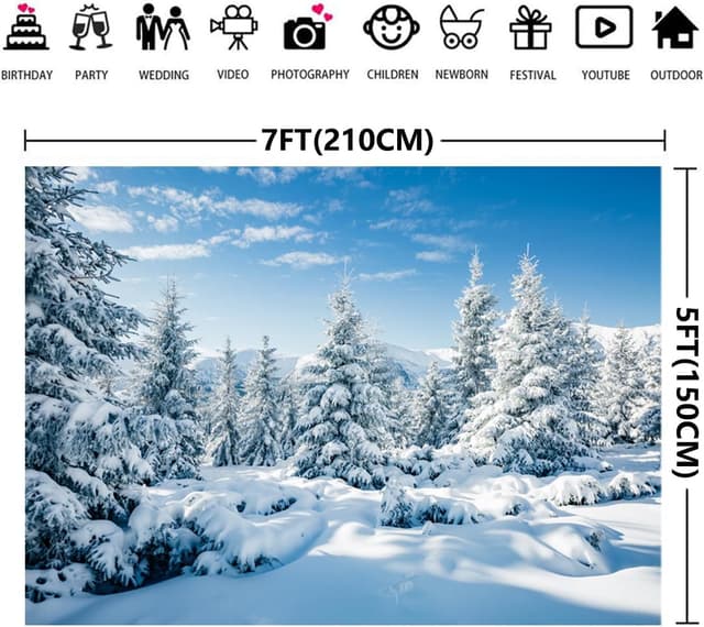 Thumbnail 1 de Aisnyho Winter Snowy Scenery Backdrop 7x5 ft