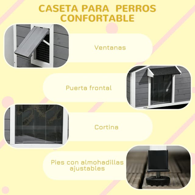 Thumbnail 5 de PawHut Caseta para Perros Exterior 97x72x65 cm
