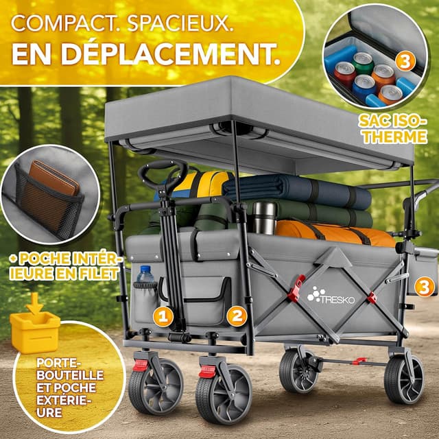 Thumbnail 2 de TRESKO Chariot de courses pliable 150 kg 🛒