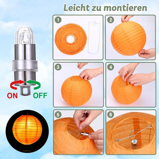 Detalle de Encham 20 bunte Papierlaternen (15 cm) mit 20 warmweißen LED-Lichtern als Portavelas