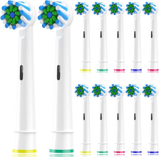 Detalle de Aufsteckbürsten für Braun Oral-B Elektrozahnbürsten – WENS Cross, 12er-Pack (kompatibel u. a. Pro/ Vitality)