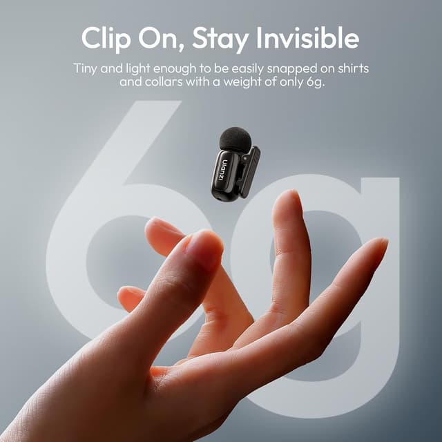 Detalle 2 de ULANZI A200 Mini Wireless-Lavaliermikrofon für iPhone & Android: kompakt, bis 100 m Reichweite, 30 h Akkulaufzeit