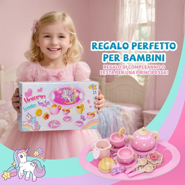Thumbnail 6 de Set da Tè Unicorno in Legno 13 pezzi 🧁