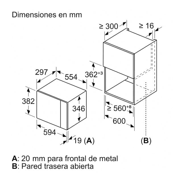 Detalle 2 de Balay Microondas integrable Serie Cristal 20 litros con grill