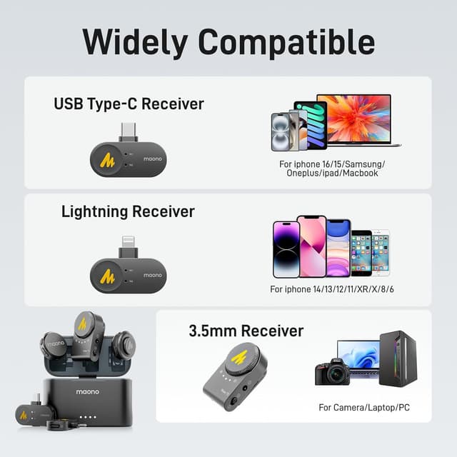 Detalle 2 de MAONO WAVE T5 kabelloses Lavalier Mikrofon 48 kHz