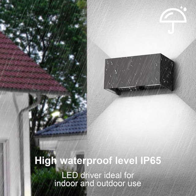 Detalle de wisdom line Lampada a parete Cubo LED IP65 25W regolabile 2200 lumen 6500K in alluminio (nero, luce fredda)