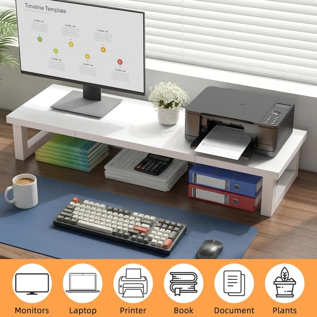 Detalle 2 de OYRREU Bildschirmerhöhung 12,5 cm für 2 Monitore 🖥