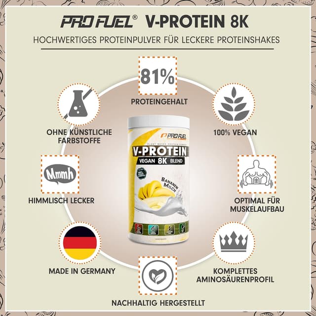 Thumbnail 1 de V-Protein 8K Blend Banane – Veganes Proteinpulver
