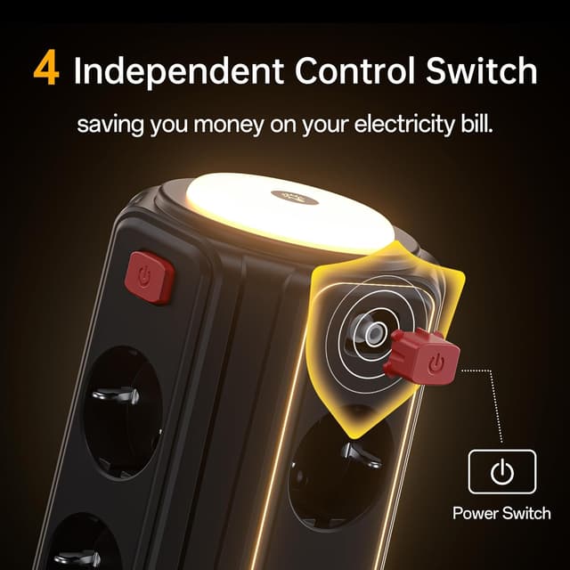 Detalle 2 de Steckdosenleiste mit 4 USB und Licht, 16A