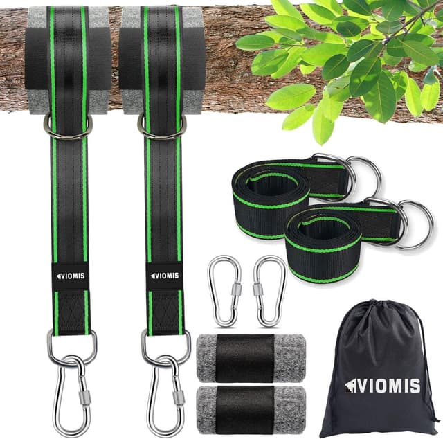 Detalle de Viomis Schaukel- & Hängematten-Befestigungsset mit 150 cm Gurten (900 kg) – Komplettpaket für Garten & Outdoor
