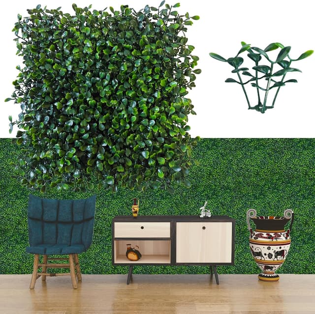 Detalle de ODTORY Artificial Grass Wall Panel Backdrop (24 Boxwood Panels, 10 x 10 in each) for Indoor/Outdoor Green Wall Decor