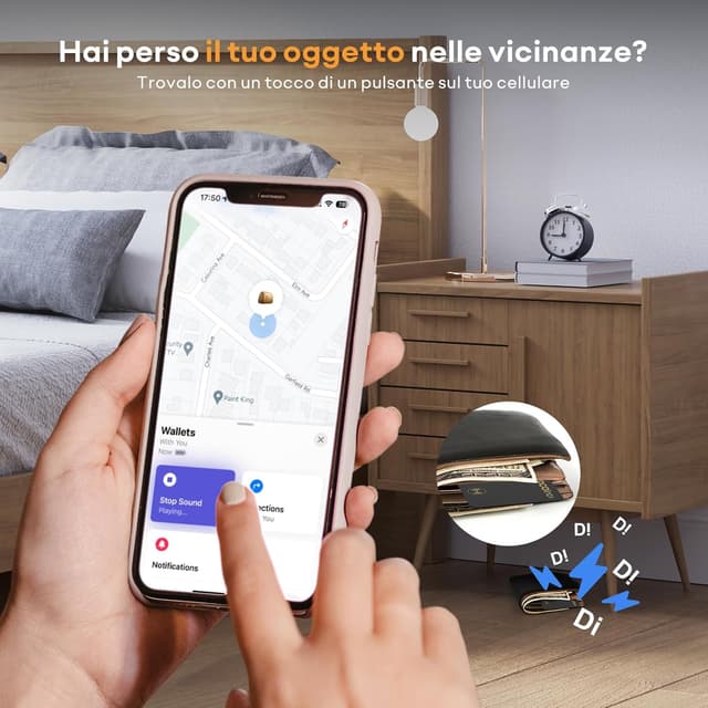 Detalle de VOCOlinc Smart Air Tag Card Bluetooth per portafoglio e oggetti: tracker sottile compatibile con Apple Dov’è (solo iOS) – Nero
