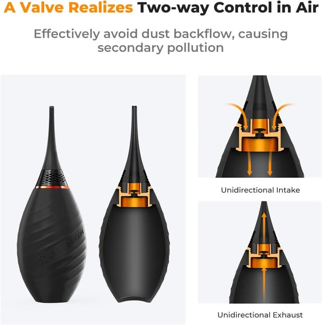 Detalle de K&F CONCEPT 2 in 1 Powerful Rocket Air Blower for Cameras, Lenses & Electronics (extension & short nozzle)