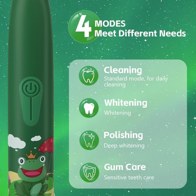 Detalle 2 de Vicloon Spazzolino Elettrico per Bambini con timer intelligente e 6 testine sostituibili (IPX6)