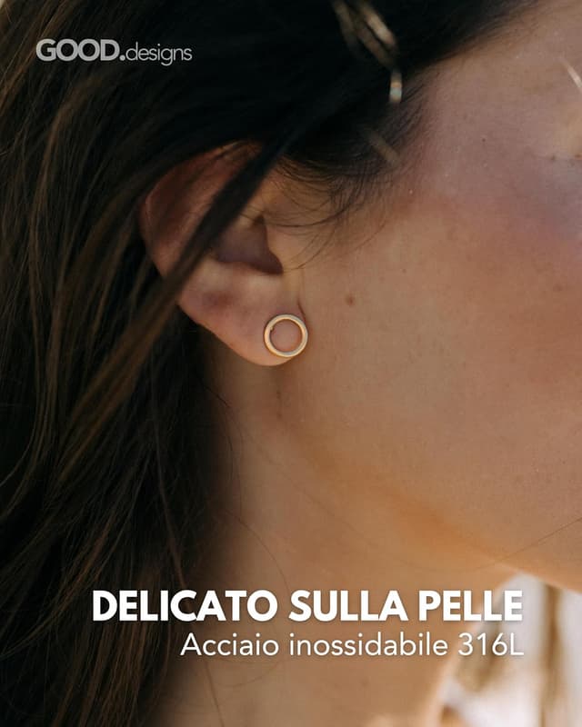 Detalle de Set di orecchini a cerchio donna in oro rosa e argento con finitura placcata 18K e confezione regalo