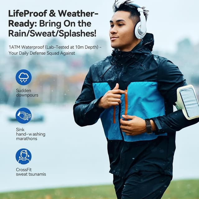 Detalle de Smart Bracelet Fitness Tracker Band with 24H Sleep Tracking, Continuous Heart Rate, Blood Pressure & Stress Monitor (Black)