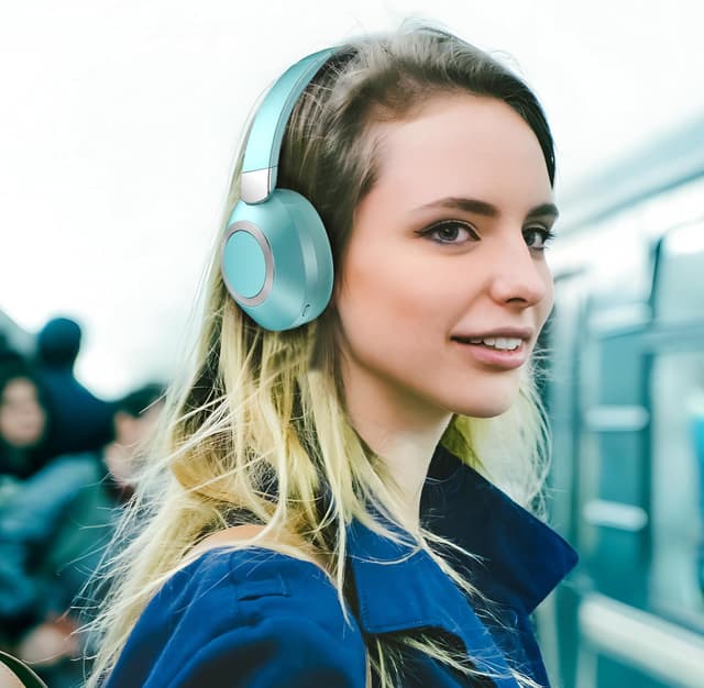 Detalle 2 de Lankey Sound Bluetooth-Kopfhörer mit ANC, 5.3 und bis zu 100 Std. Spielzeit (Kabellos, Light Blue)