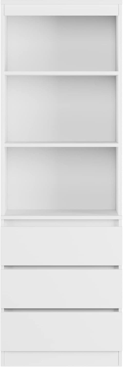 Thumbnail 6 de FirFurd bibliothèque haute autoportante blanche avec 3 étagères et 3 tiroirs (60 x 35 x 180 cm)