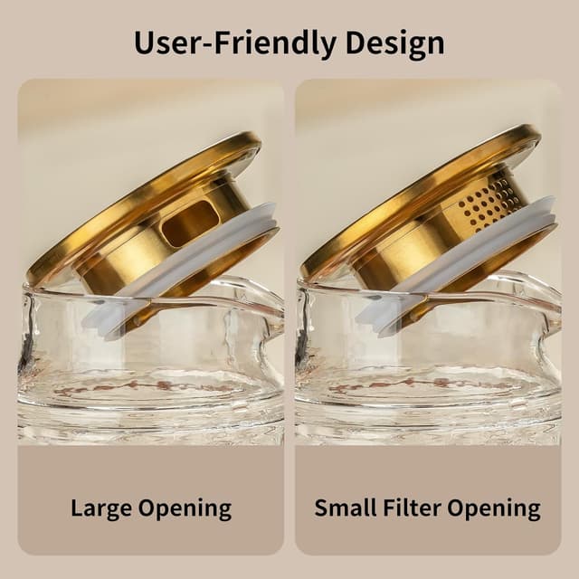 Detalle de Buaic Glass Pitcher with Lid (2-Pack) — 68 oz Clear Borosilicate Carafes for Cold Brew, Coffee, Iced Tea & More